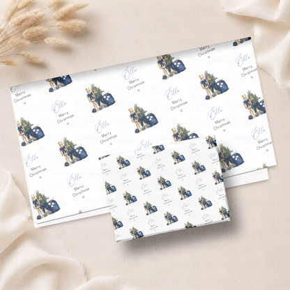 Navy Blue Nutcracker Personalised Christmas Wrapping Paper – 5 A3 Sheets