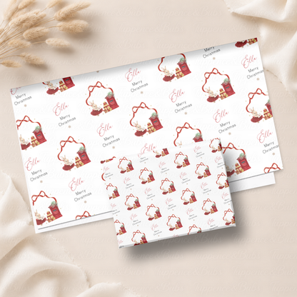 Christmas Bunny & Red Postbox Personalised Wrapping Paper – 5 A3 Sheets