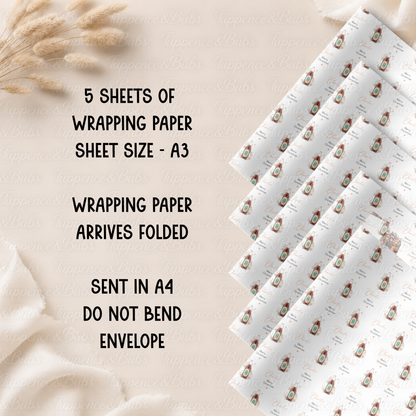 Watercolour Beer Bottle Personalised Christmas Wrapping Paper – 5 A3 Sheets