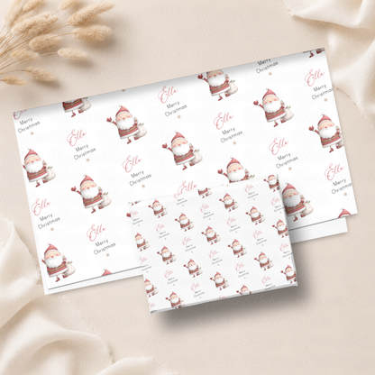 Waving Santa Claus Personalised Christmas Wrapping Paper – 5 A3 Sheets