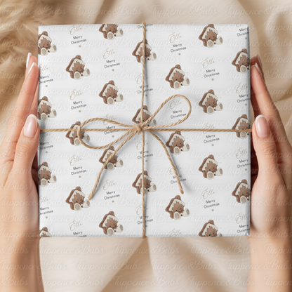 Gingerbread Christmas Tree Personalised Wrapping Paper – 5 A3 Sheets