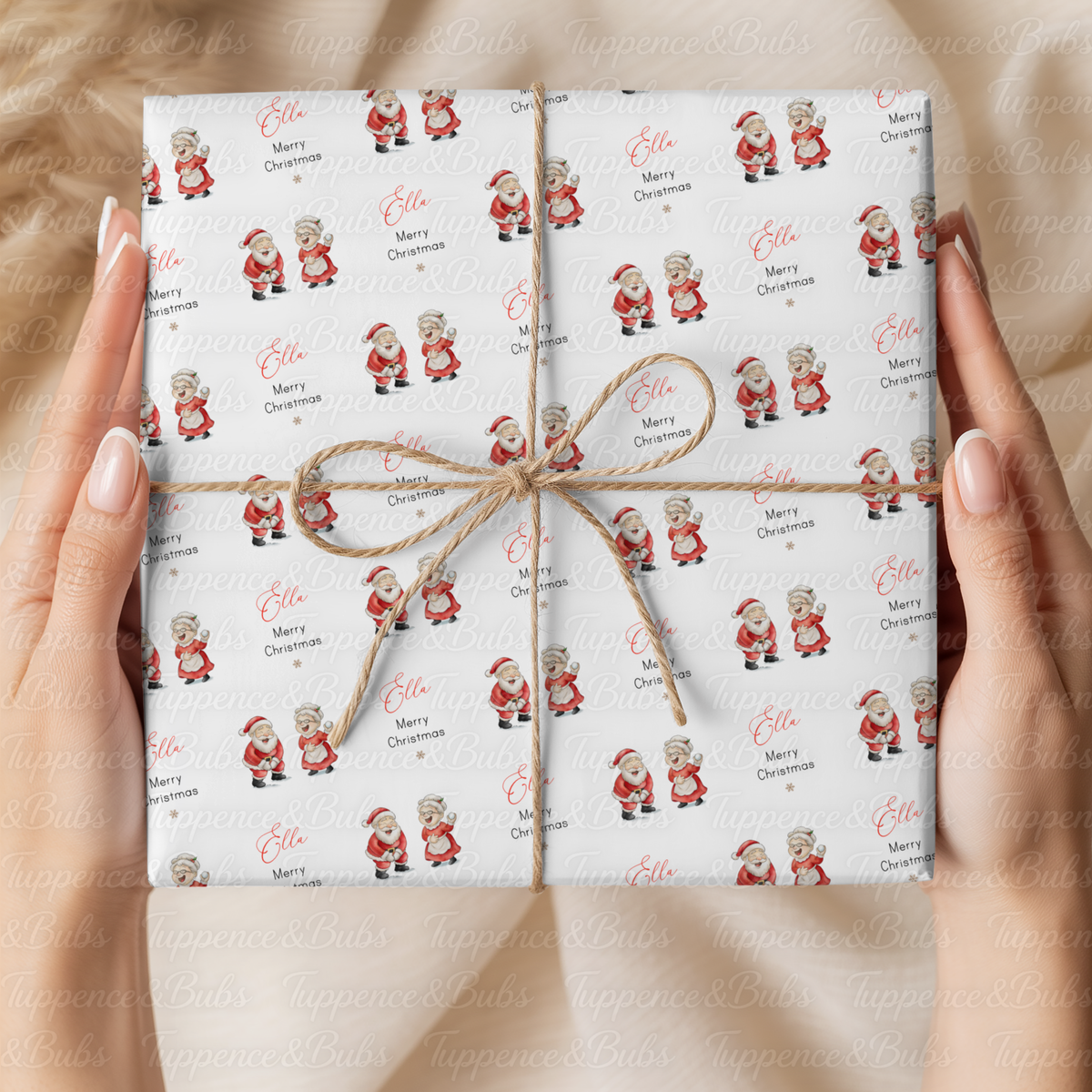 Santa & Mrs Claus Personalised Christmas Wrapping Paper – 5 A3 Sheets
