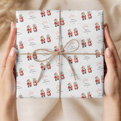 Santa & Mrs Claus Personalised Christmas Wrapping Paper – 5 A3 Sheets