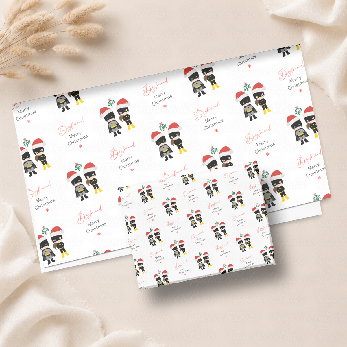 Christmas Superhero Couple Wrapping Paper – 3 Designs – 5 A3 Sheets