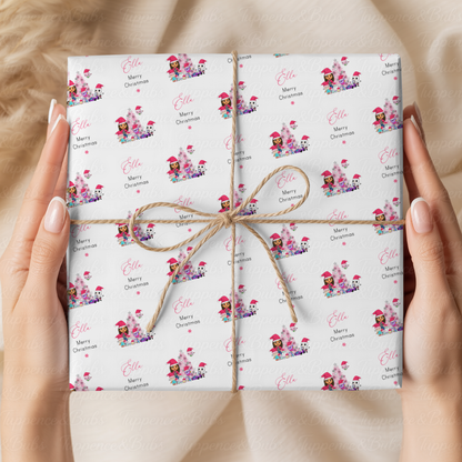 Pink Dollhouse Characters Personalised Wrapping Paper – 5 A3 Sheets