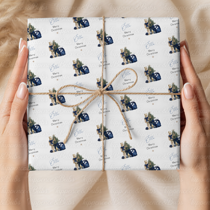 Navy Blue Nutcracker Personalised Christmas Wrapping Paper – 5 A3 Sheets