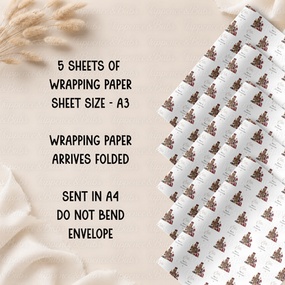 Traditional Santa & Christmas Tree Personalised Wrapping Paper – 5 A3 Sheets