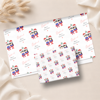 Christmas Superhero Couple Wrapping Paper – 3 Designs – 5 A3 Sheets