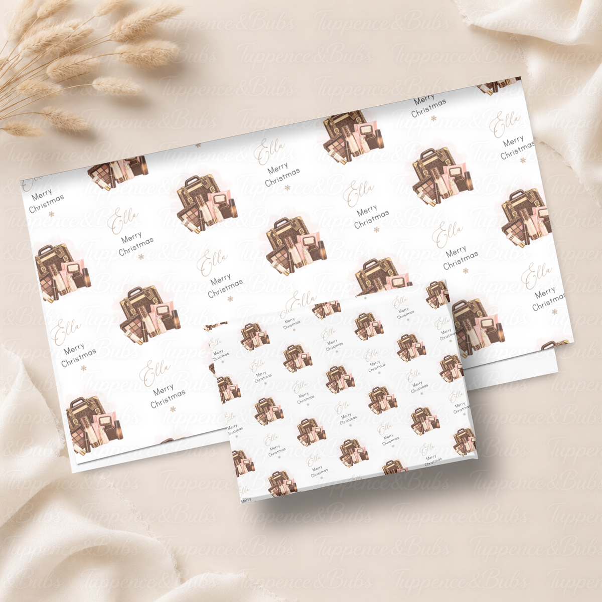 Handbag & Makeup Personalised Christmas Wrapping Paper – 5 A3 Sheets