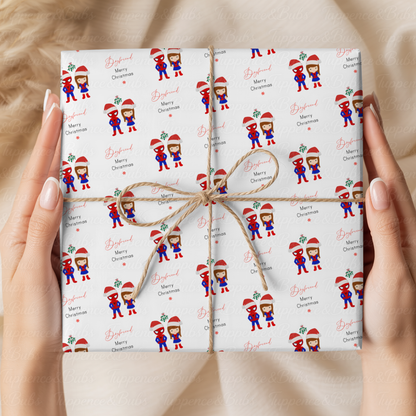 Christmas Superhero Couple Wrapping Paper – 3 Designs – 5 A3 Sheets