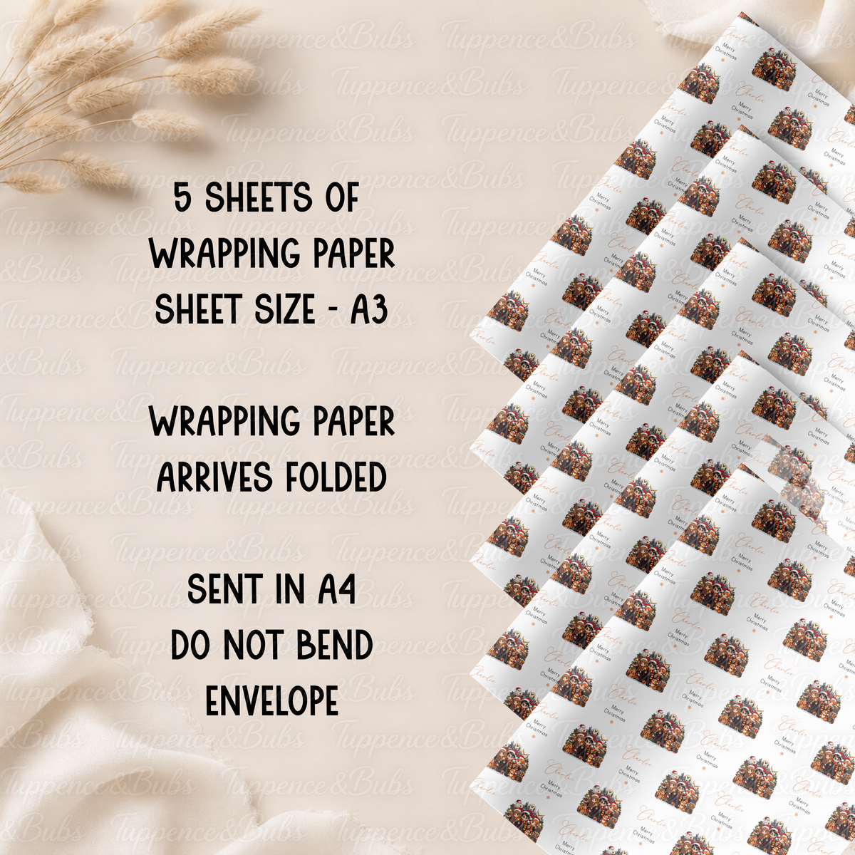Magical Wizard Christmas Personalised Wrapping Paper – 5 A3 Sheets