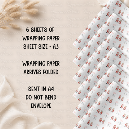 Santa & Mrs Claus Personalised Christmas Wrapping Paper – 5 A3 Sheets