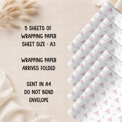 Pastel Christmas Plushie Characters Personalised Wrapping Paper – 5 A3 Sheets