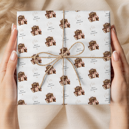 Handbag & Makeup Personalised Christmas Wrapping Paper – 5 A3 Sheets