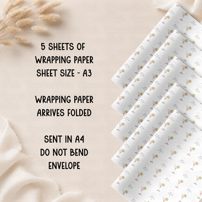 Pink Cocktail with Lime Personalised Christmas Wrapping Paper – 5 A3 Sheets