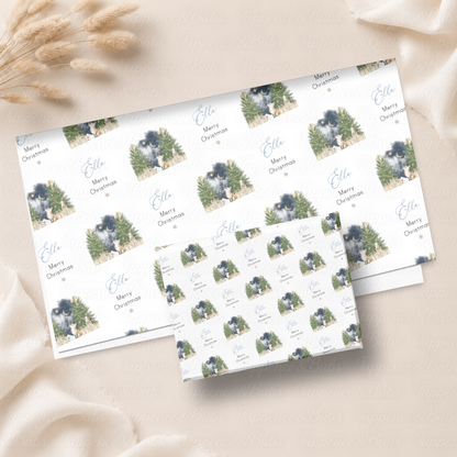 Magical Woodland Night Sky Personalised Christmas Wrapping Paper – 5 A3 Sheets