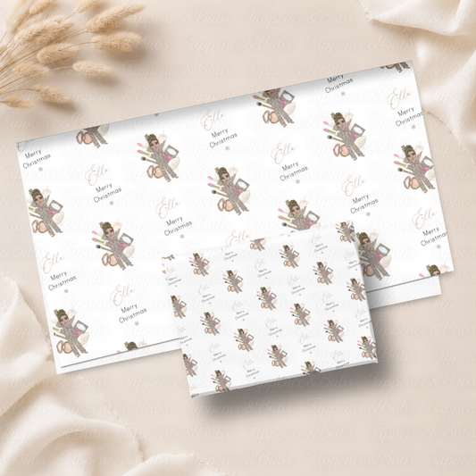 Leopard Print Glam Girl Makeup Personalised Christmas Wrapping Paper – 5 A3 Sheets