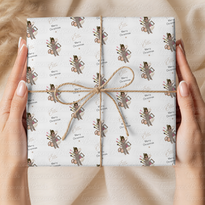 Leopard Print Glam Girl Makeup Personalised Christmas Wrapping Paper – 5 A3 Sheets