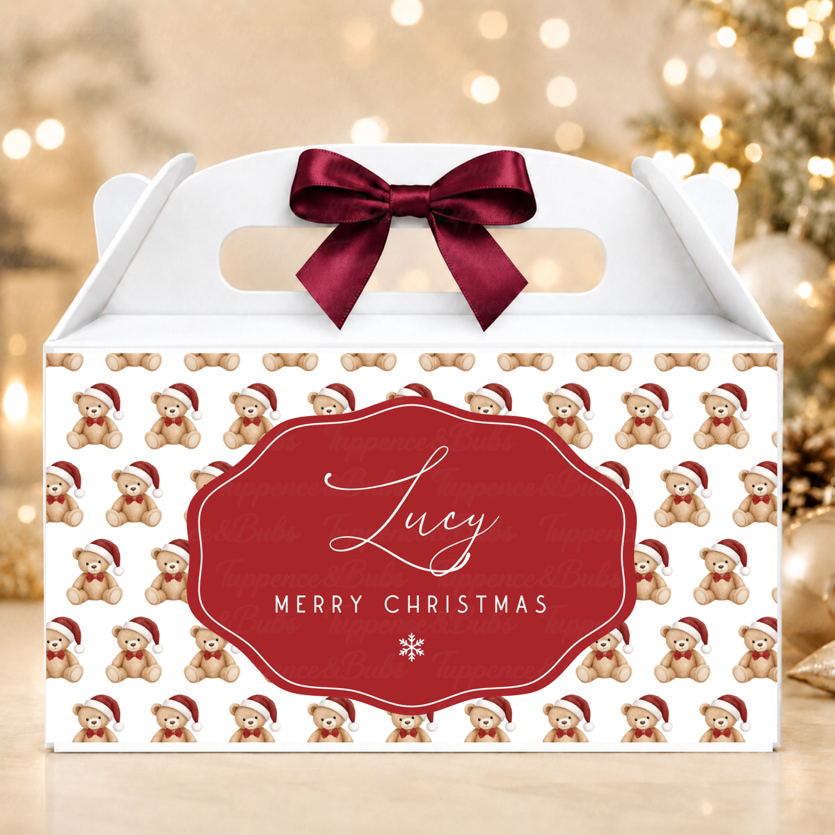 Personalised Christmas Teddy Bear Gable Box