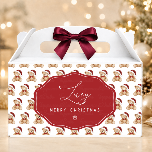 Personalised Christmas Teddy Bear Gable Box