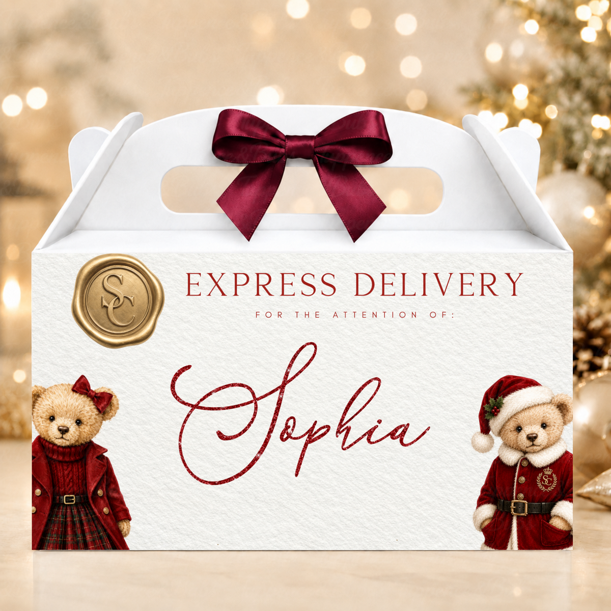 Personalised Christmas Teddy Bear Gable Box – Two Designs