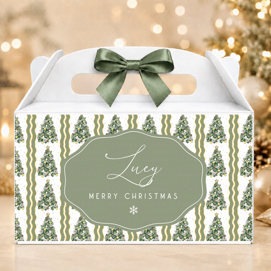 Personalised Sage Green Christmas Tree Gable Box