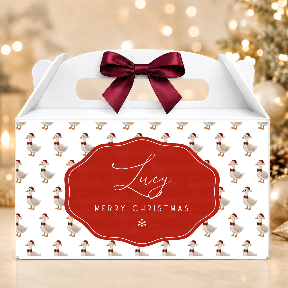 Personalised Christmas Goose Gable Box
