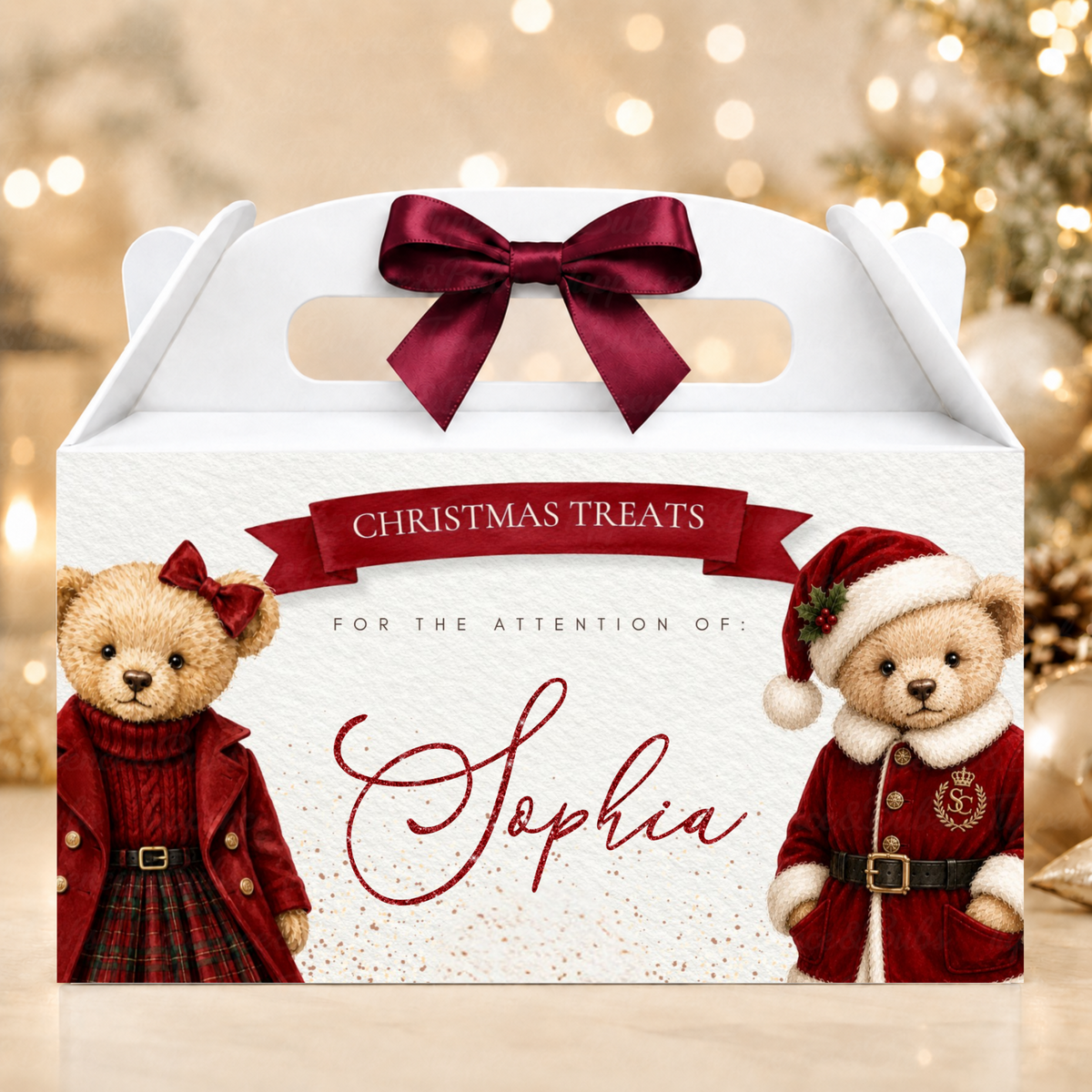Personalised Christmas Teddy Bear Gable Box – Two Designs