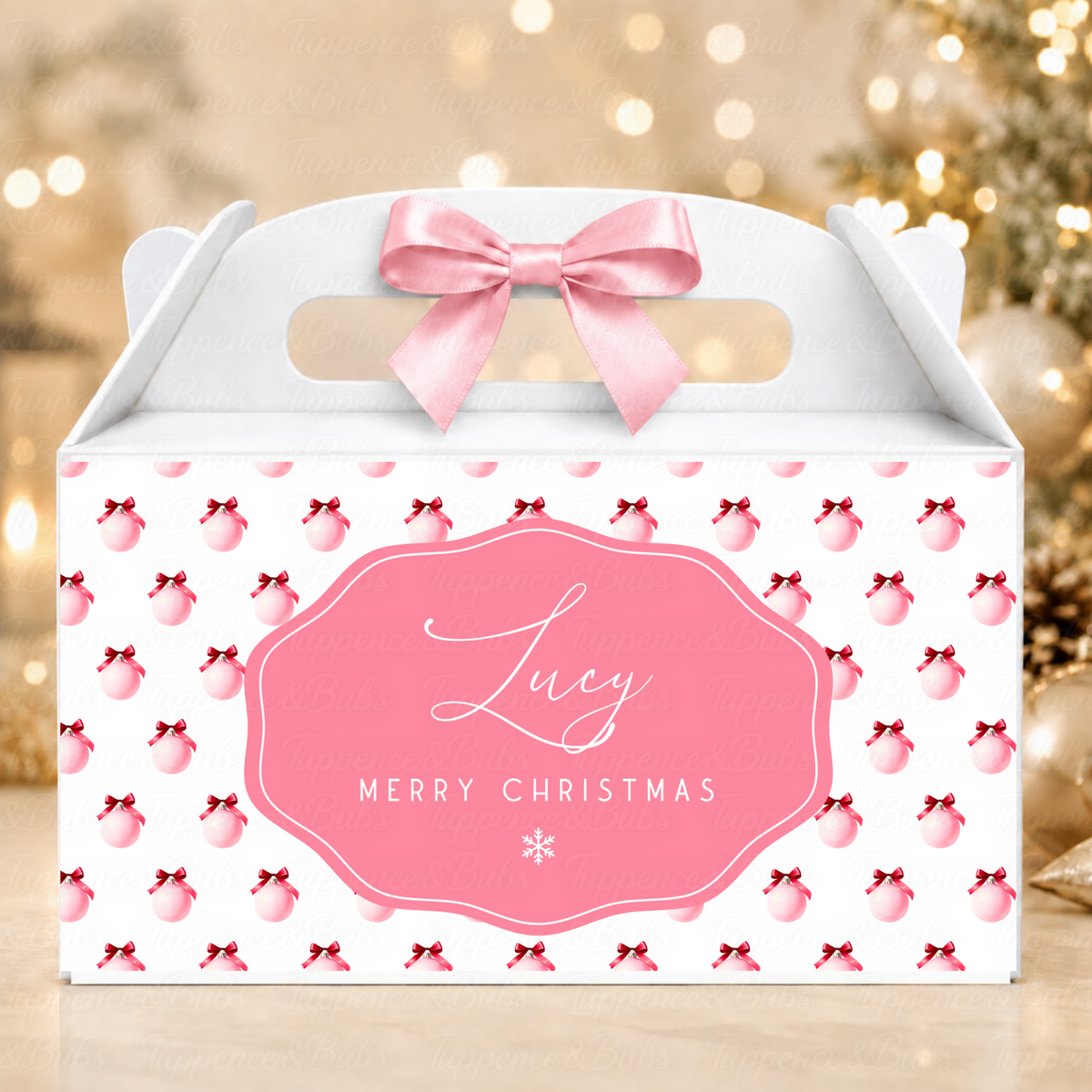 Personalised Pink Bauble Christmas Treat Box