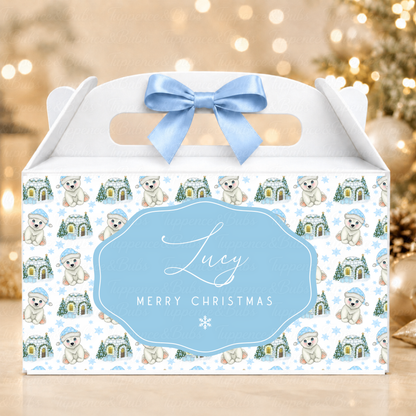 Personalised Polar Bear Christmas Gable Box – 3 Colours