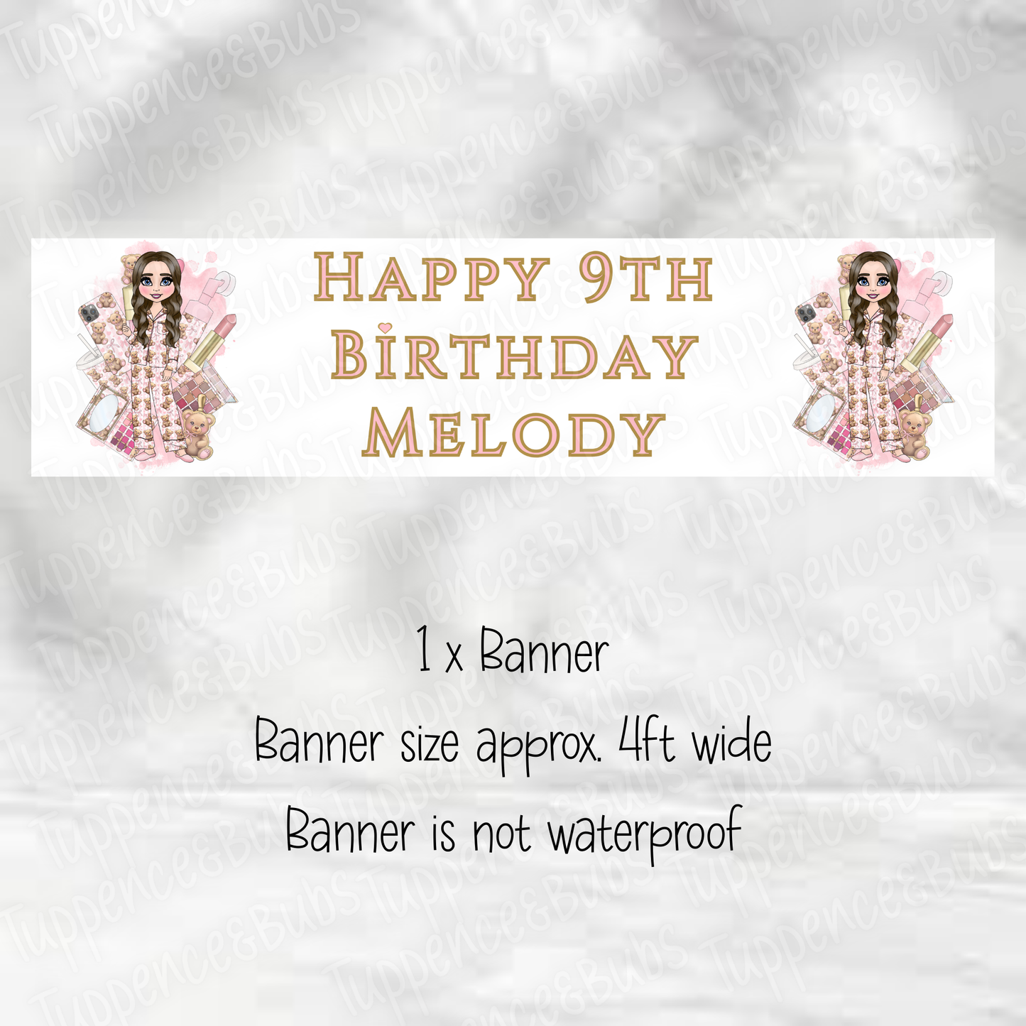 Pink Bear PJ's Themed Banner