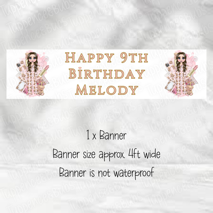 Pink Bear PJ's Themed Banner