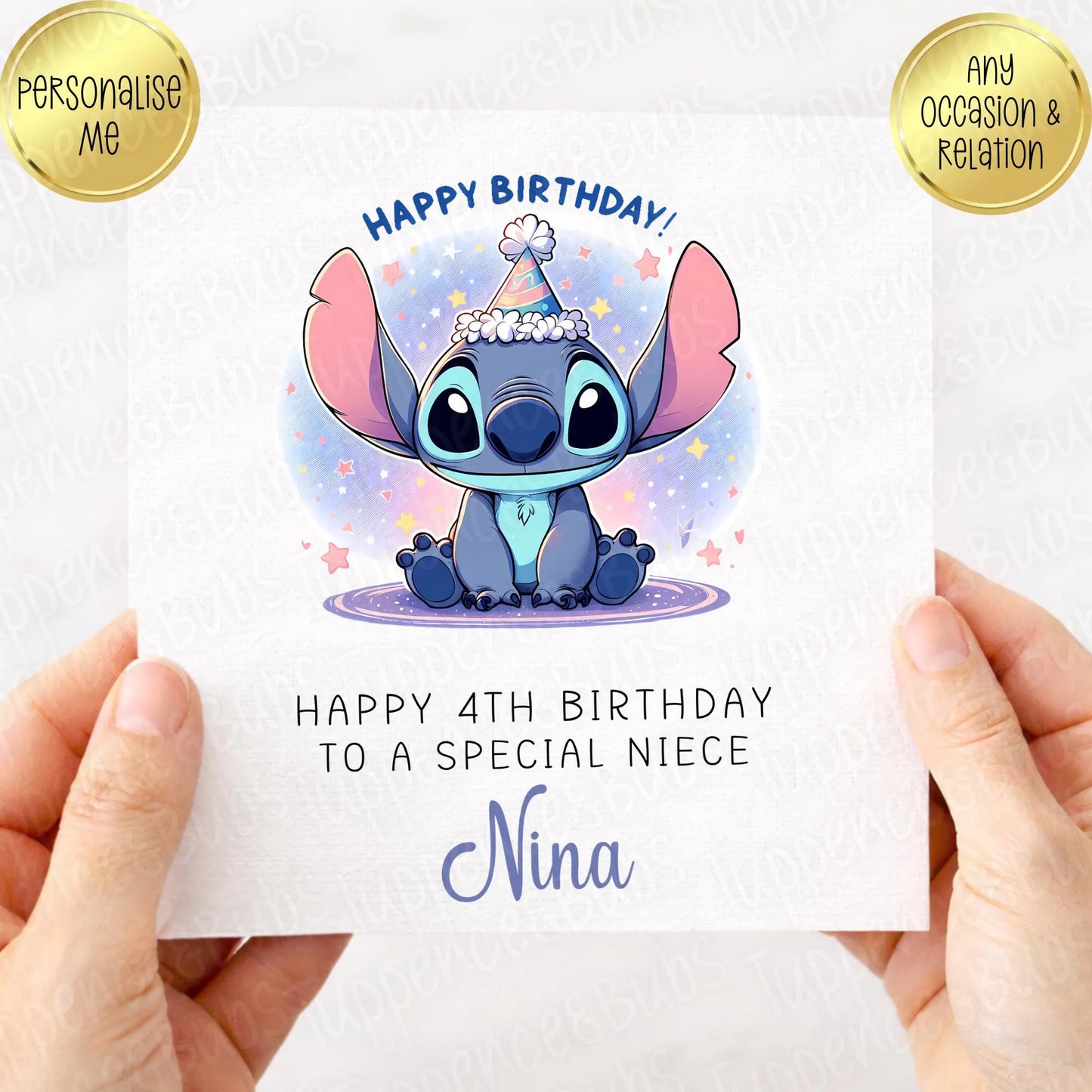 Personalised Stitch Birthday Card - Any Age - Any Relation