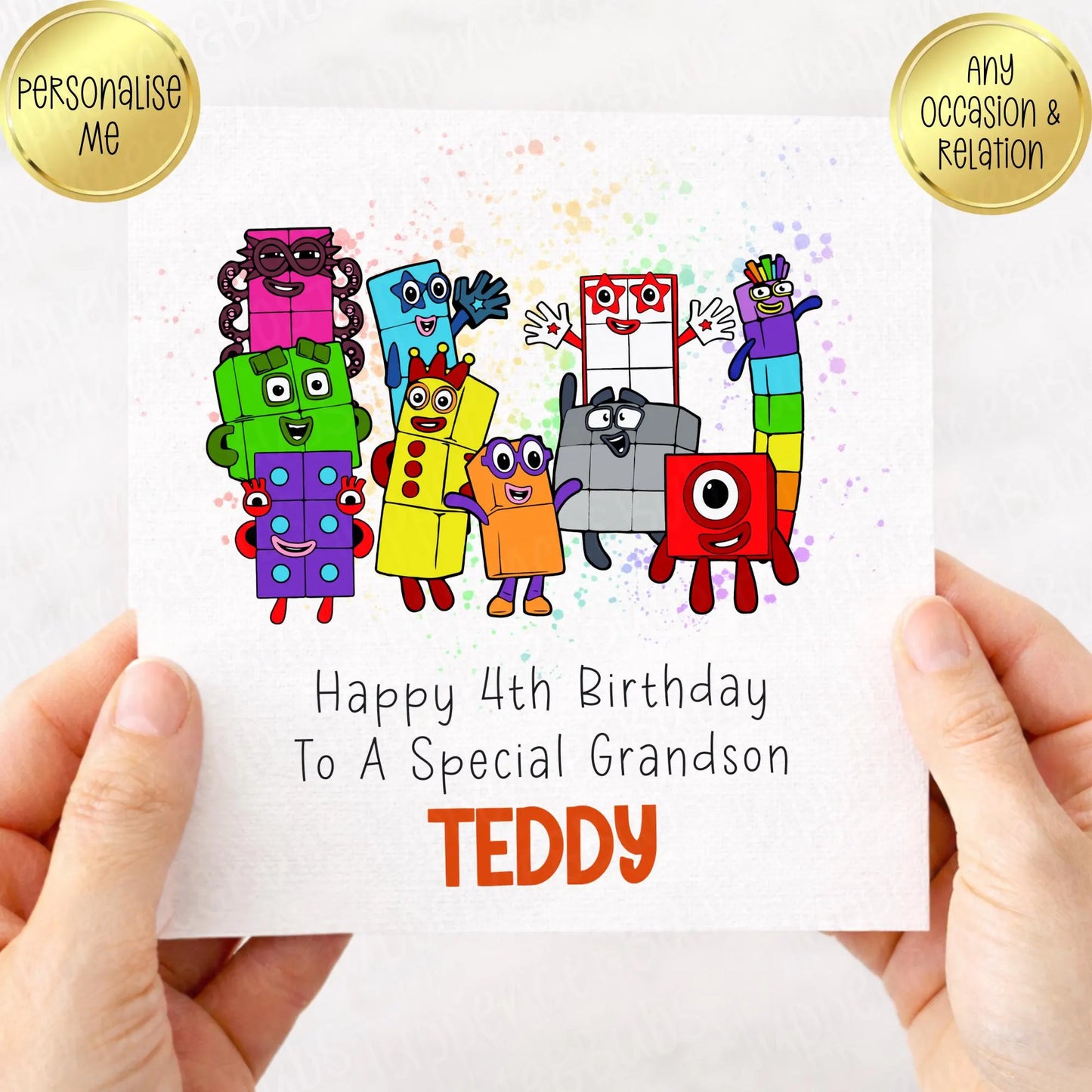 Number Blocks Themed Birthday Card