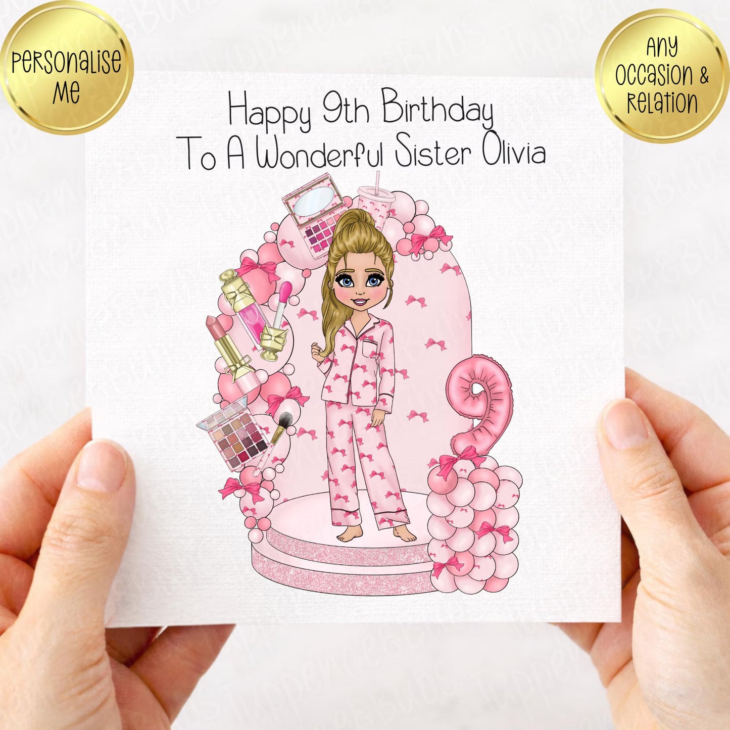 Teen Pink Bow Inspired Birthday Card