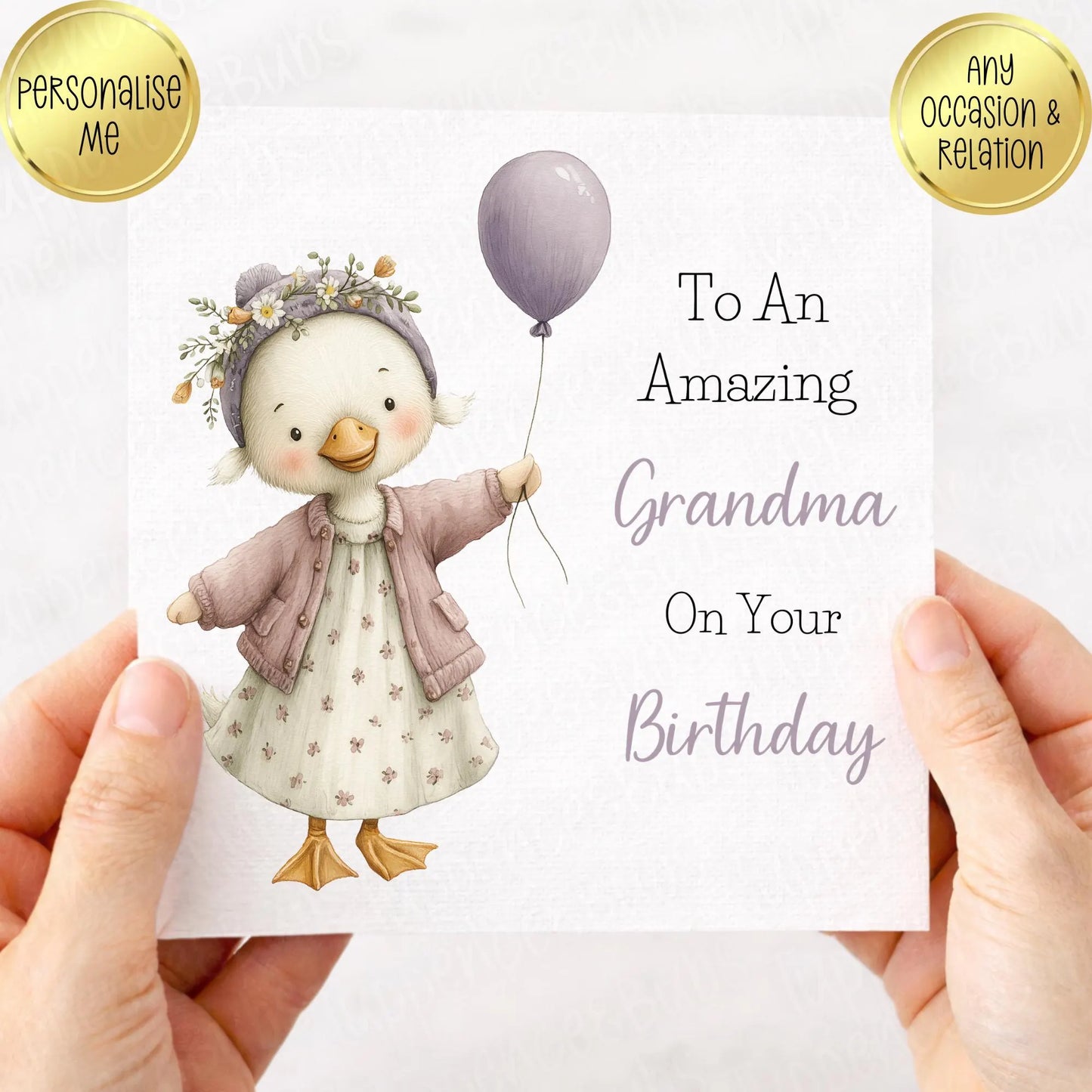 Cute Duck With Balloon Card - 3 designs