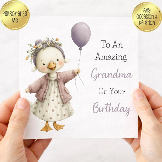 Cute Duck With Balloon Card - 3 designs
