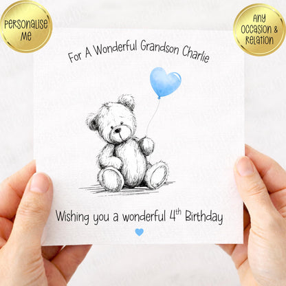 Bear With Balloon - Pink or Blue