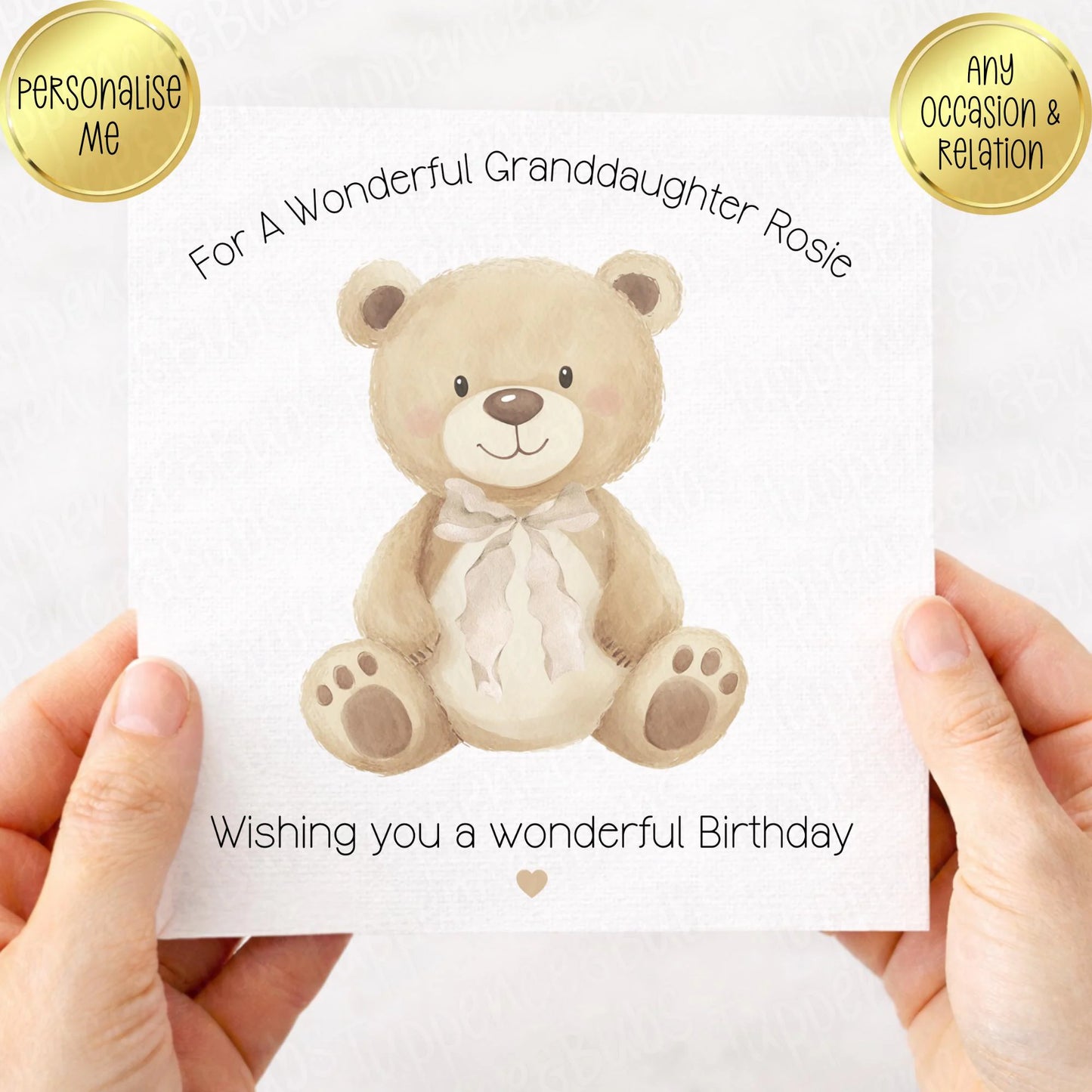 Bear With Bow Birthday Card