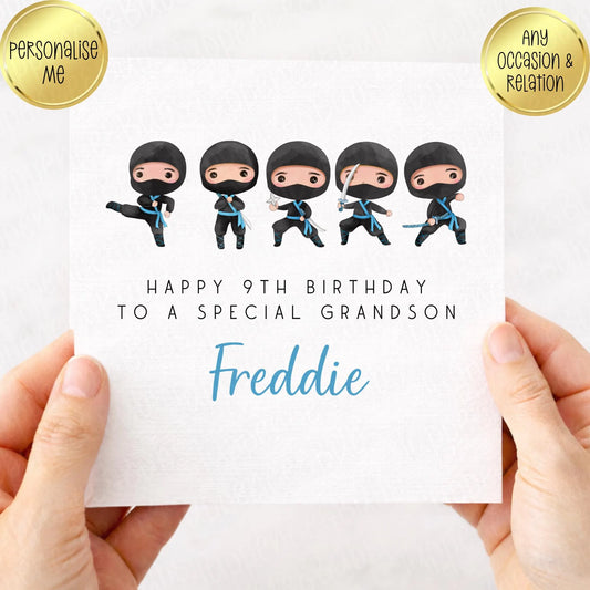 Ninja Themed Birthday Card - Blue