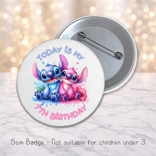 Stitch & Angel Badge - 5.8cm