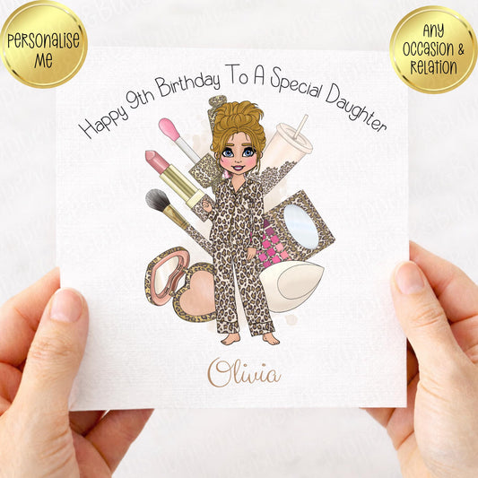 Leopard Print Make Up Inspired Birthday Card