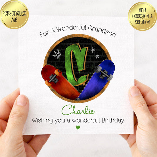 Skateboard Themed Birthday Card