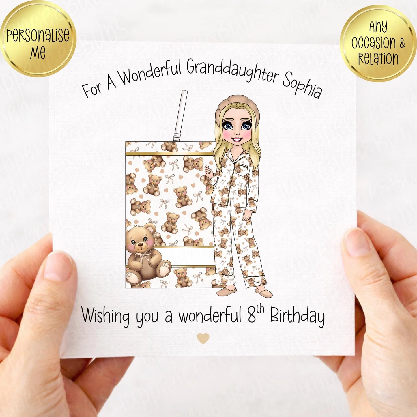 Beige Bear PJ Themed Card