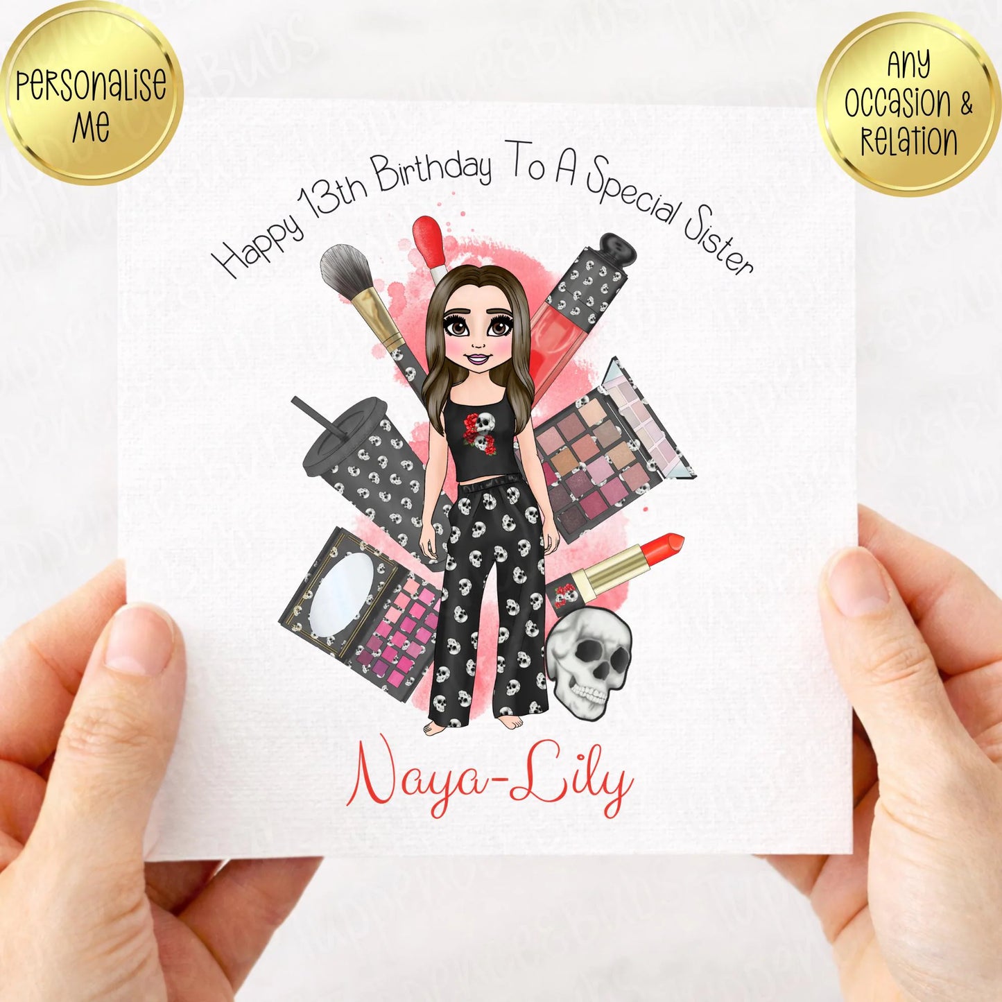 Skulls & Roses Beauty Inspired Birthday Card
