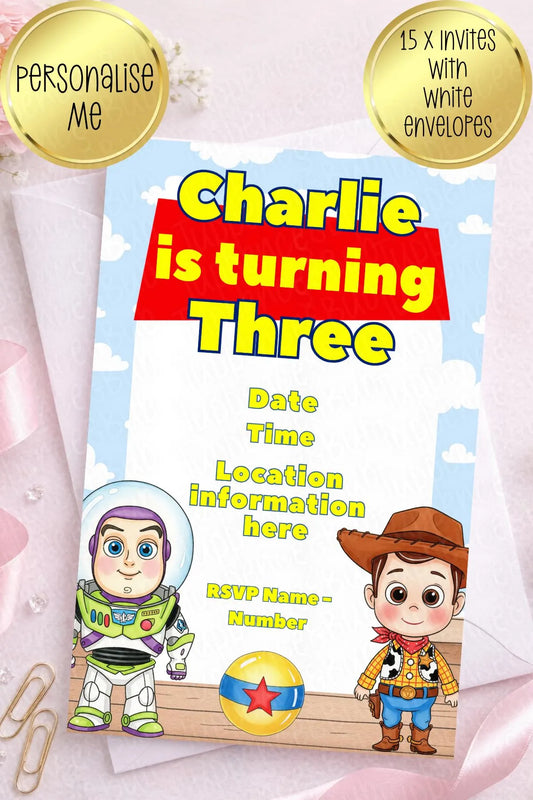 15 x Toy Themed Invitations