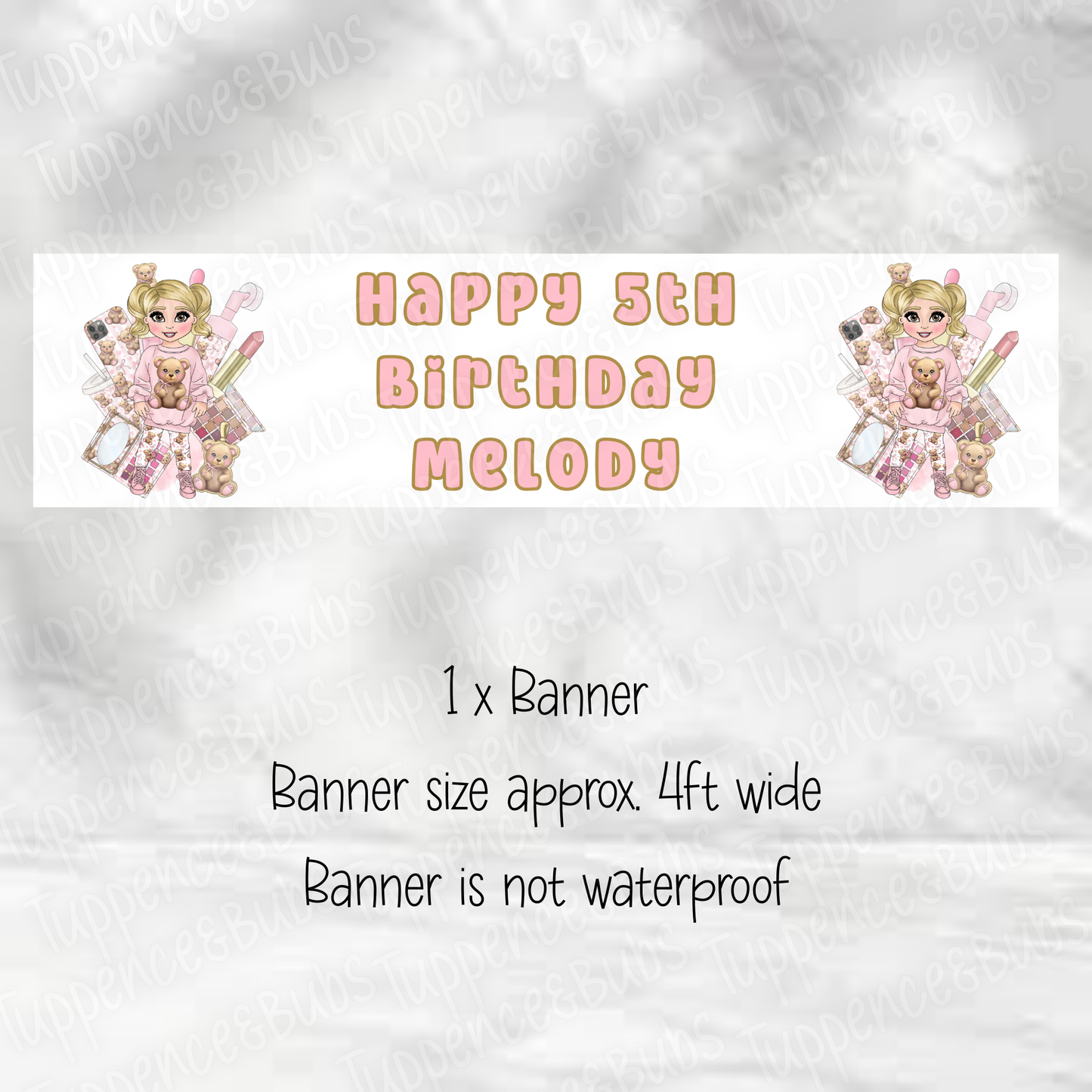 Toddler Girl Pink bear Outfit Banner