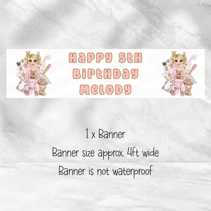 Toddler Girl Pink bear Outfit Banner